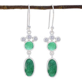 Hina Green Gemstone Earrings with Elegant Design Indian Emerald Green Dangle